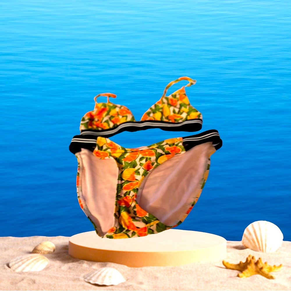 Xhiliration 2 piece bikini set fruit pattern